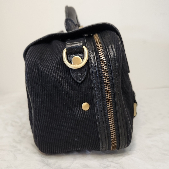 Black Leather Curduroy Travel Bag - Picture 6 of 16
